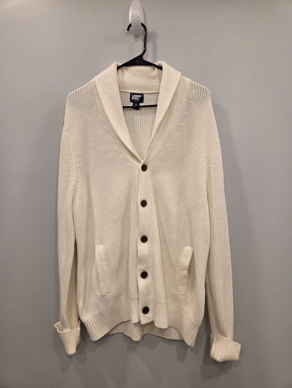 Lands' End Drifter Mens Cardigan Sweater Medium 38-40